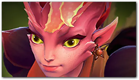 Portret Dark Willow z ognistymi włosami i magicznym spojrzeniem.