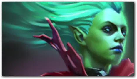 Portret Death Prophet z zieloną, eteryczną poświatą.