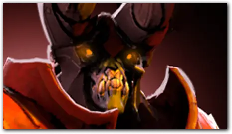 Portret Dooma jako demonicznego wojownika w czerwonej zbroi.