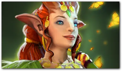 Portret Enchantress z leśnym, magicznym wyglądem.