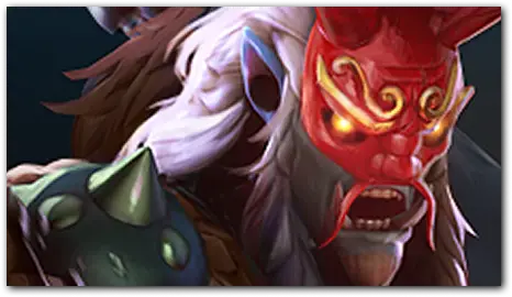 Portret Grimstroke z czerwonym maskowym makijażem.